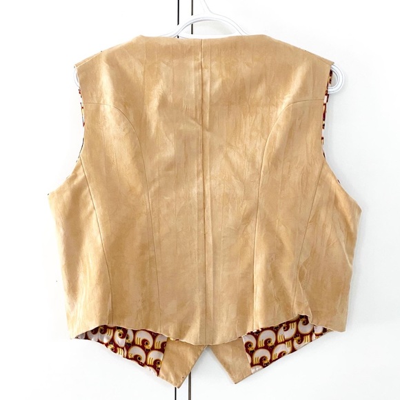 Vintage faux suede vest with amazing retro chicken print - Picture 2 of 4